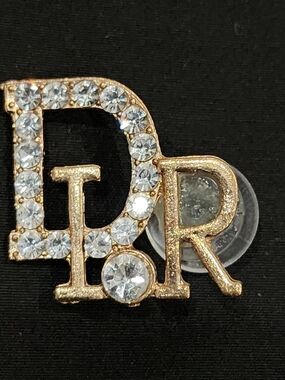 Gold Crystal Dior Letter Charm- Clear Stones